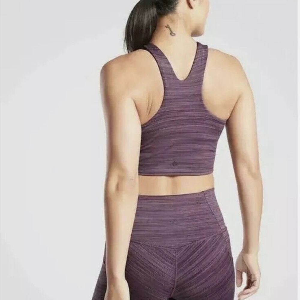 EUC- Athleta Purple Striped Conscious Crop Top size S - Picture 2 of 8